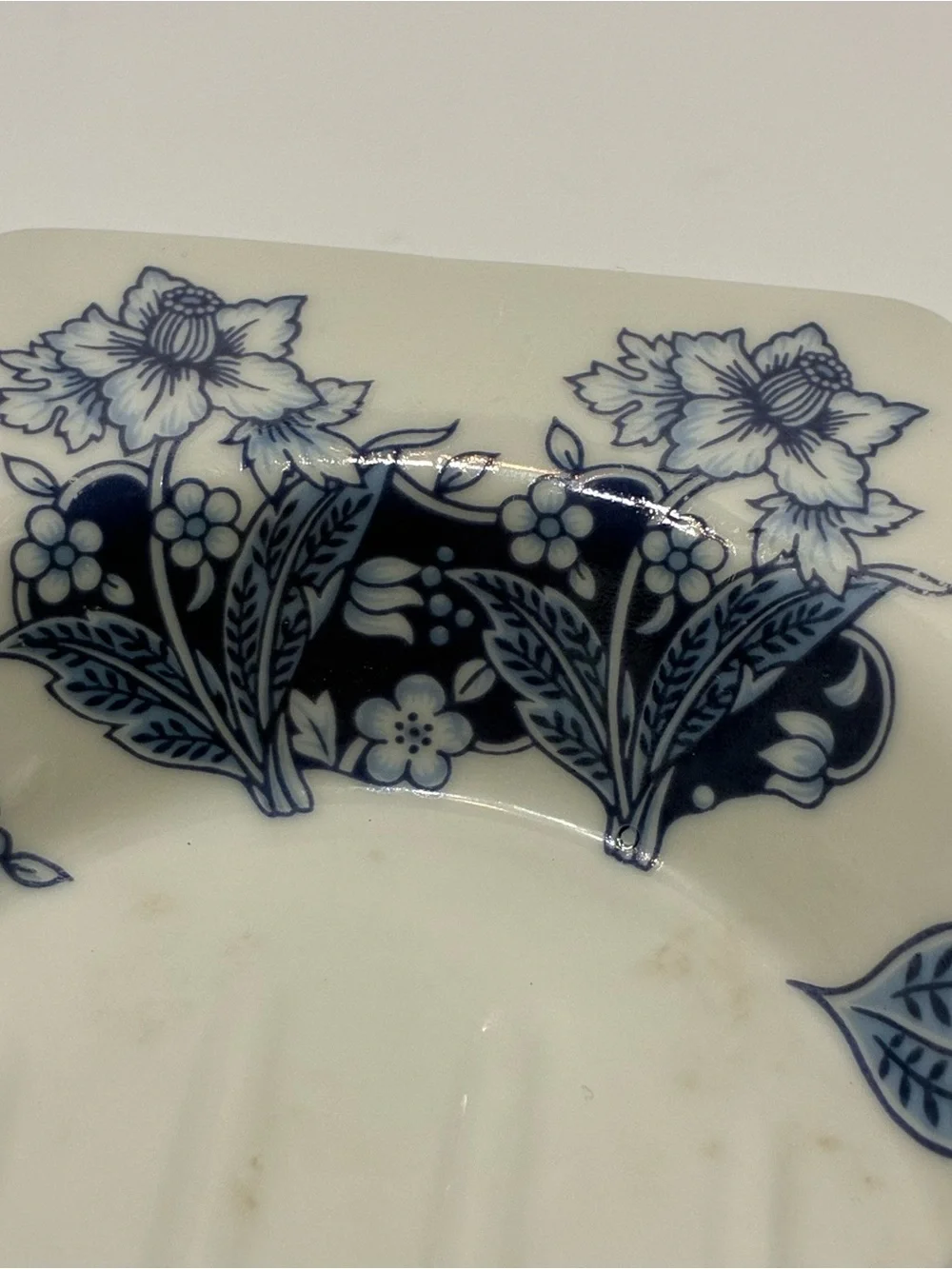 Vintage Sheridan Australia Blue White Floral Ceramic Soap Dish Bathelle Fashions